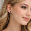 Rhodium Gold Filled Stud Earring, Cluster Design, with Garnet Cubic Zirconia and White Micro Pave, Polished, Rhodium Finish, 02.349.0024.1