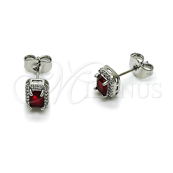 White Gold Filled Ring — Stud Earring Cluster Design with Garnet Cubic Zirconia — main product view — SKU 164983 | Oro Laminado Blanco anillo — Stud Earring Cluster diseño with Garnet Cubic Zirconia — SKU 164983
