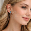 Rhodium Gold Filled Stud Earring, Cluster Design, with Sapphire Blue Cubic Zirconia and White Micro Pave, Polished, Rhodium Finish, 02.349.0024.3