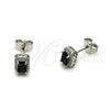 Rhodium Gold Filled Stud Earring, Cluster Design, with Black Cubic Zirconia and White Micro Pave, Polished, Rhodium Finish, 02.349.0024.4