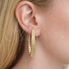 Oro Laminado Huggie Hoop, Gold Filled Style with White Micro Pave, Polished, Golden Finish, 02.237.0071.18