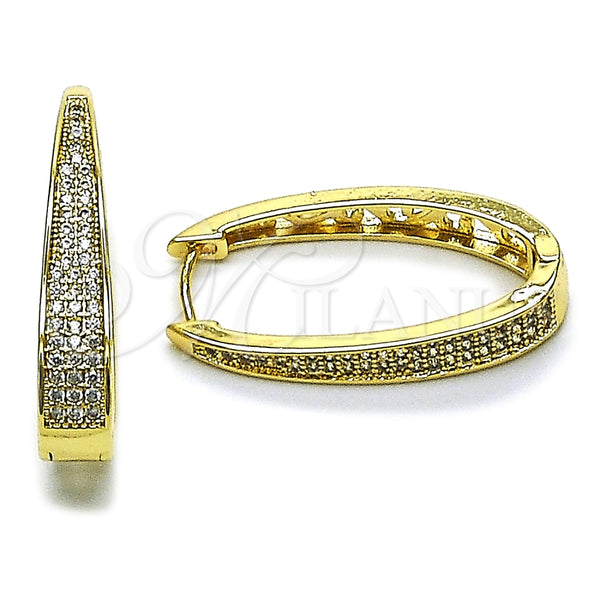 Gold Filled Hoop Earrings — Huggie Hoop with White Micro Pave Polished 02. — main product view — SKU 164993 | Oro Laminado aretes de aro — Huggie Hoop with blanco Micro Pave pulido 02. — SKU 164993