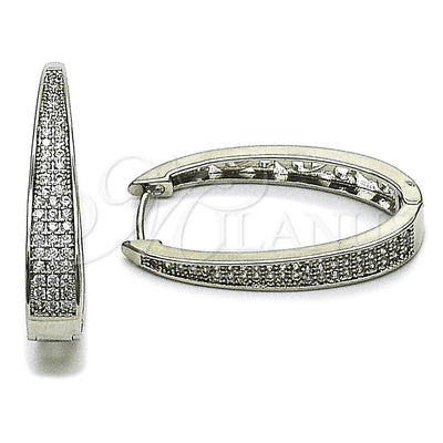 Rhodium Gold Filled Huggie Hoop, with White Micro Pave, Polished, Rhodium Finish, 02.237.0071.1.18