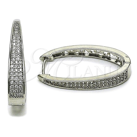 Rhodium Gold Filled Huggie Hoop, with White Micro Pave, Polished, Rhodium Finish, 02.237.0071.1.18