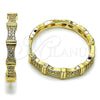 Oro Laminado Huggie Hoop, Gold Filled Style with White Micro Pave, Polished, Golden Finish, 02.237.0072.30