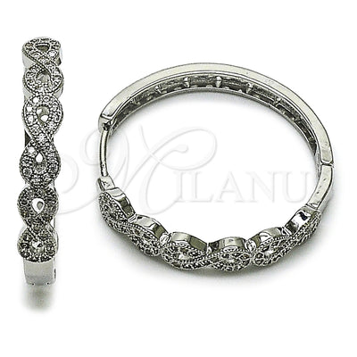 Rhodium Gold Filled Huggie Hoop, Infinite Design, with White Micro Pave, Polished, Rhodium Finish, 02.237.0073.1.35
