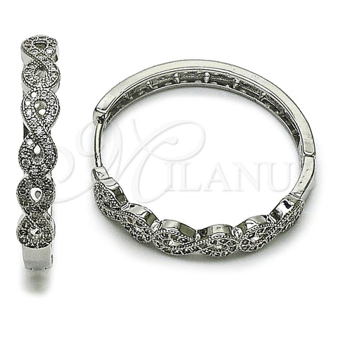 Rhodium Gold Filled Huggie Hoop, Infinite Design, with White Micro Pave, Polished, Rhodium Finish, 02.237.0073.1.35