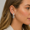 Rhodium Gold Filled Huggie Hoop, Baguette Design, with White Cubic Zirconia, Polished, Rhodium Finish, 02.237.0069.1.25