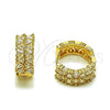 Oro Laminado Huggie Hoop, Gold Filled Style with White Cubic Zirconia, Polished, Golden Finish, 02.237.0076.18