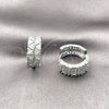 Rhodium Gold Filled Huggie Hoop, with White Cubic Zirconia, Polished, Rhodium Finish, 02.237.0076.1.18