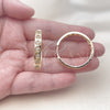 Oro Laminado Huggie Hoop, Gold Filled Style Heart Design, with White Micro Pave, Polished, Golden Finish, 02.237.0077.30