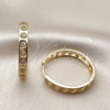 Oro Laminado Huggie Hoop, Gold Filled Style Heart Design, with White Micro Pave, Polished, Golden Finish, 02.237.0077.30