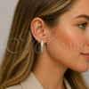 Rhodium Gold Filled Huggie Hoop, Heart Design, with White Micro Pave, Polished, Rhodium Finish, 02.237.0077.1.30