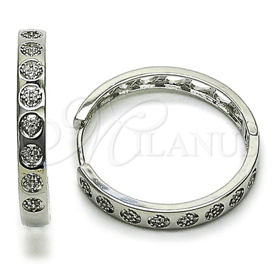 Rhodium Gold Filled Huggie Hoop, Heart Design, with White Micro Pave, Polished, Rhodium Finish, 02.237.0077.1.30
