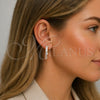 Oro Laminado Huggie Hoop, Gold Filled Style with White Cubic Zirconia, Polished, Golden Finish, 02.237.0078.25