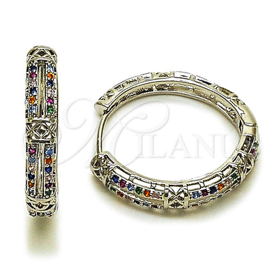 Rhodium Gold Filled Huggie Hoop, with Multicolor Micro Pave, Polished, Rhodium Finish, 02.237.0079.1.28 for wholesale, main product view