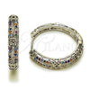Rhodium Gold Filled Huggie Hoop, with Multicolor Micro Pave, Polished, Rhodium Finish, 02.237.0079.1.28