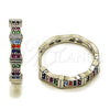 Rhodium Gold Filled Huggie Hoop, with Multicolor Micro Pave, Polished, Rhodium Finish, 02.237.0072.3.25
