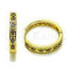 Oro Laminado Huggie Hoop, Gold Filled Style with Multicolor Micro Pave, Polished, Golden Finish, 02.237.0080.25