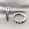 Rhodium Gold Filled Huggie Hoop, with Multicolor Micro Pave, Polished, Rhodium Finish, 02.237.0080.1.25