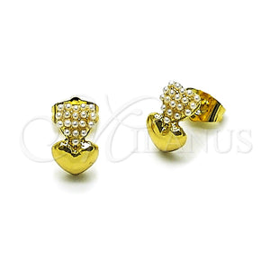 Gold Filled Ring — Stud Earring Heart Design with Ivory Pearl Polished — main product view — SKU 165021 | Oro Laminado anillo — Stud Earring corazón diseño with Ivory Pearl pulido — SKU 165021