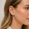 Oro Laminado Stud Earring, Gold Filled Style Heart Design, with Ivory Pearl, Polished, Golden Finish, 02.379.0093