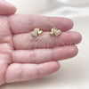 Oro Laminado Stud Earring, Gold Filled Style Heart Design, with Ivory Pearl, Polished, Golden Finish, 02.379.0093