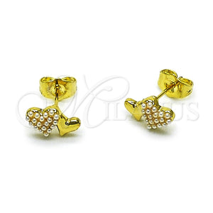 Gold Filled Ring — Stud Earring Heart Design with Ivory Pearl Polished — main product view — SKU 165022 | Oro Laminado anillo — Stud Earring corazón diseño with Ivory Pearl pulido — SKU 165022