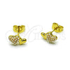 Oro Laminado Stud Earring, Gold Filled Style Heart Design, with Ivory Pearl, Polished, Golden Finish, 02.379.0093
