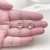 Oro Laminado Huggie Hoop, Gold Filled Style Ball Design, with Ivory Pearl, Polished, Golden Finish, 02.379.0095.10