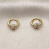 Oro Laminado Huggie Hoop, Gold Filled Style Ball Design, with Ivory Pearl, Polished, Golden Finish, 02.379.0095.10
