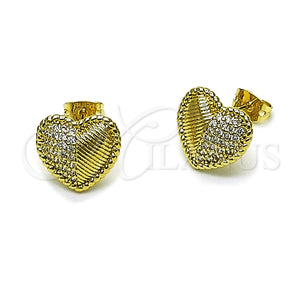 Gold Filled Ring — Stud Earring Heart Design with White Cubic Zirconia — main product view — SKU 165032 | Oro Laminado anillo — Stud Earring corazón diseño with blanco Cubic Zirconia — SKU 165032