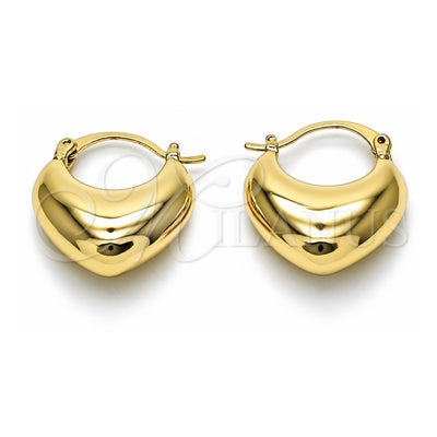 Oro Laminado Small Hoop, Gold Filled Style Heart Design, Polished, Golden Finish, 02.213.0939.20