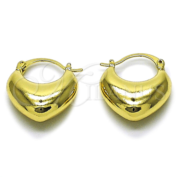 Gold Filled Hoop Earrings — Small Hoop Heart Design Polished 02. — main product view — SKU 165033 | Oro Laminado aretes de aro — aro pequeño corazón diseño pulido 02. — SKU 165033
