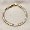 Oro Laminado Basic Bracelet, Gold Filled Style Curb Design, Polished, Tricolor, 03.213.0355.07 (Thickness, 8 Inches Length)