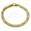 Oro Laminado Basic Bracelet, Gold Filled Style Curb Design, Polished, Tricolor, 03.213.0355.07 (06 MM Thickness, 8 Inches Length)