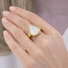 Oro Laminado Multi Stone Ring, Gold Filled Style Teardrop Design, with Ivory Mother of Pearl, Polished, Golden Finish, 01.381.0012 (One size fits all)
