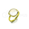 Oro Laminado Multi Stone Ring, Gold Filled Style with Ivory Mother of Pearl, Polished, Golden Finish, 01.381.0013 (One size fits all)