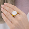 Oro Laminado Multi Stone Ring, Gold Filled Style with Ivory Mother of Pearl, Polished, Golden Finish, 01.381.0014 (One size fits all)