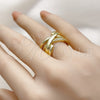 Oro Laminado Multi Stone Ring, Gold Filled Style with White Micro Pave, Polished, Golden Finish, 01.381.0015 for wholesale, additional product view 3