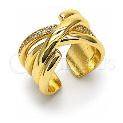 Oro Laminado Multi Stone Ring, Gold Filled Style with White Micro Pave, Polished, Golden Finish, 01.381.0015 (One size fits all)