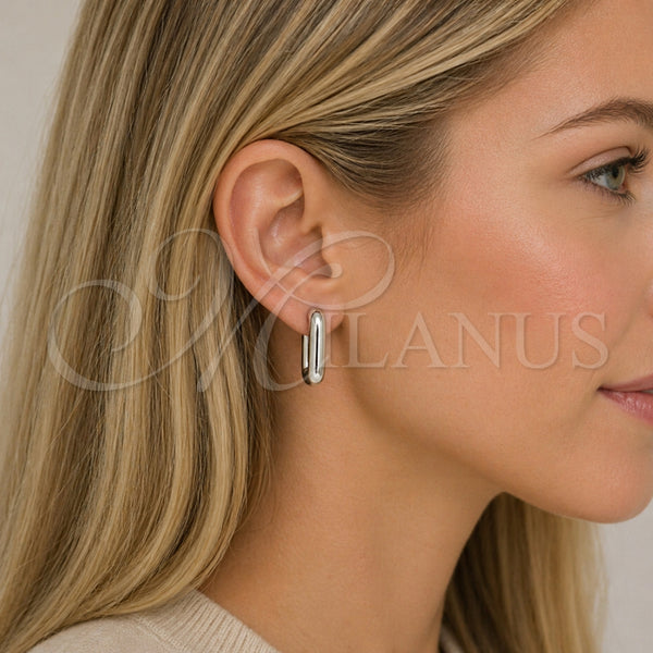 White Gold Filled Hoop Earrings — Small Hoop Polished 02. — alternate product view — SKU 165039 | Oro Laminado Blanco aretes de aro — aro pequeño pulido 02. — SKU 165039