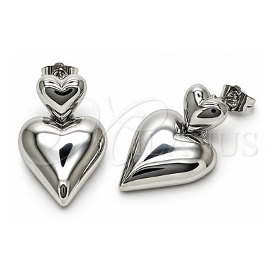 White Gold Filled Stud Earring, Heart Design, Polished, Rhodium Finish, 02.282.0019.1