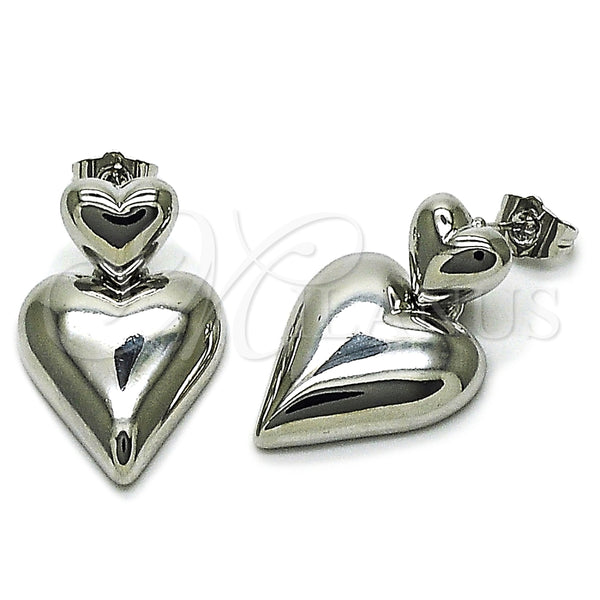 White Gold Filled Ring — Stud Earring Heart Design Polished 02. — main product view — SKU 165040 | Oro Laminado Blanco anillo — Stud Earring corazón diseño pulido 02. — SKU 165040