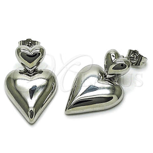 White Gold Filled Ring — Stud Earring Heart Design Polished 02. — main product view — SKU 165040 | Oro Laminado Blanco anillo — Stud Earring corazón diseño pulido 02. — SKU 165040