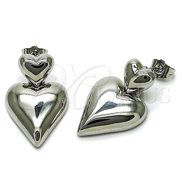 Rhodium Gold Filled Stud Earring, Heart Design, Polished, Rhodium Finish, 02.282.0019.1