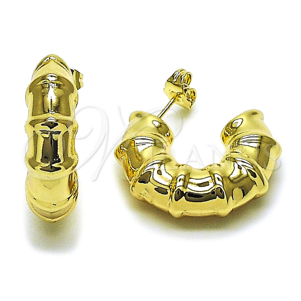 Gold Filled Hoop Earrings — Medium Hoop Hollow Design Polished 02. — main product view — SKU 165041 | Oro Laminado aretes de aro — Medium Hoop Hollow diseño pulido 02. — SKU 165041