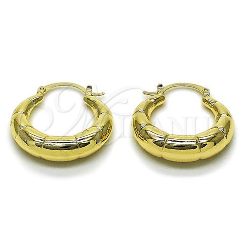 Oro Laminado Medium Hoop, Gold Filled Style Hollow Design, Polished, Golden Finish, 02.413.0001.30