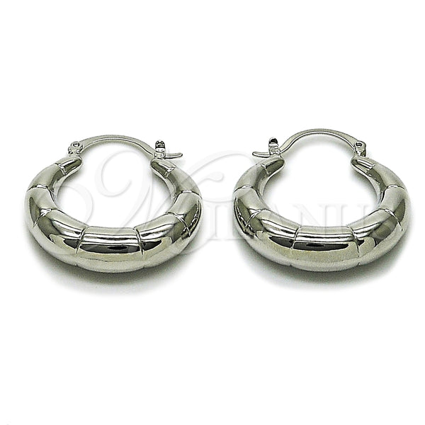 White Gold Filled Hoop Earrings — Medium Hoop Hollow Design Polished 02. — main product view — SKU 165044 | Oro Laminado Blanco aretes de aro — Medium Hoop Hollow diseño pulido 02. — SKU 165044