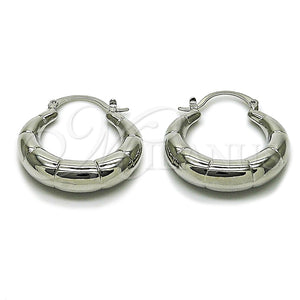 White Gold Filled Hoop Earrings — Medium Hoop Hollow Design Polished 02. — main product view — SKU 165044 | Oro Laminado Blanco aretes de aro — Medium Hoop Hollow diseño pulido 02. — SKU 165044